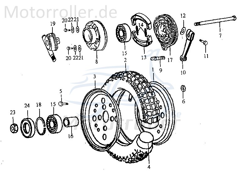 Jincheng JC 50 Monkey Repl. Felge 2.5x8 rechts 55301-A0300 Motorroller.de Stahlfelge Rad Radkranz Radfelge Scooter Ersatzteil Service