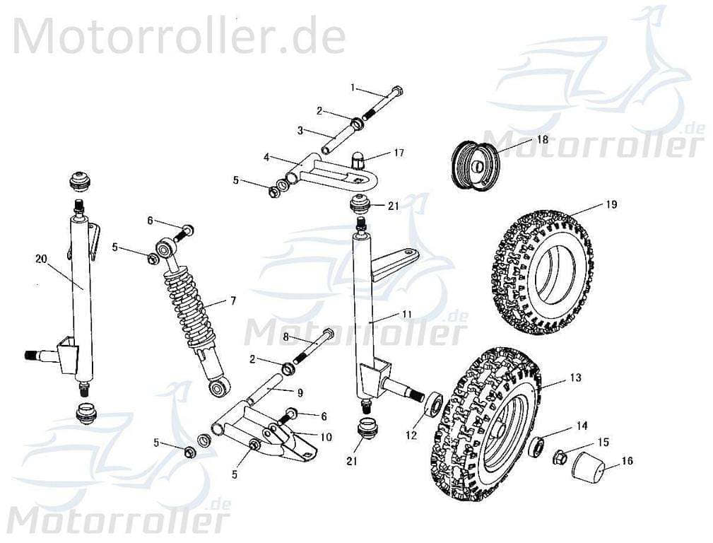 Tongjian Kinderbuggy Felge vorn 4.10-6 Silber Rad 6.000.182 Stahlfelge Eppella ECM Kasea Wangye TBM Minibuggy Vorderradfelge Ersatzfelge