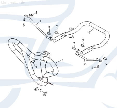 SMC Quad 250 Halter Befestigung Halterung 250ccm 4Takt 98937 Motorroller.de Haltebügel Halteblech Halte-Blech Halte-Bügel 250ccm-4Takt ATV Barossa UTV