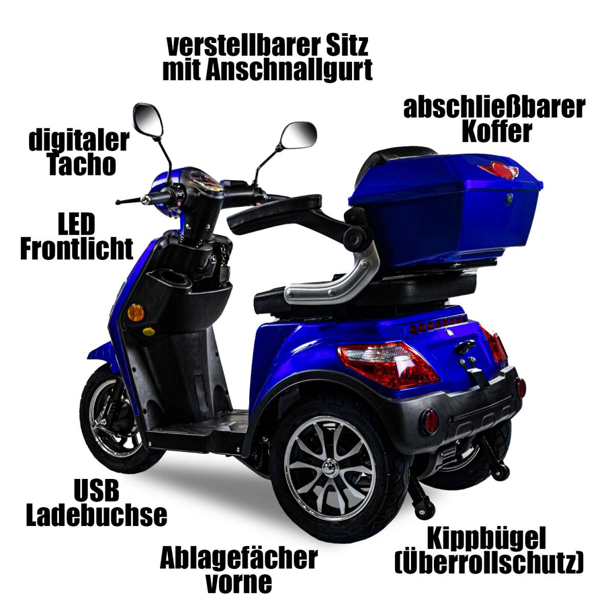 Elektroroller Scoody E3 Trike Y3 blau 25 km/h
