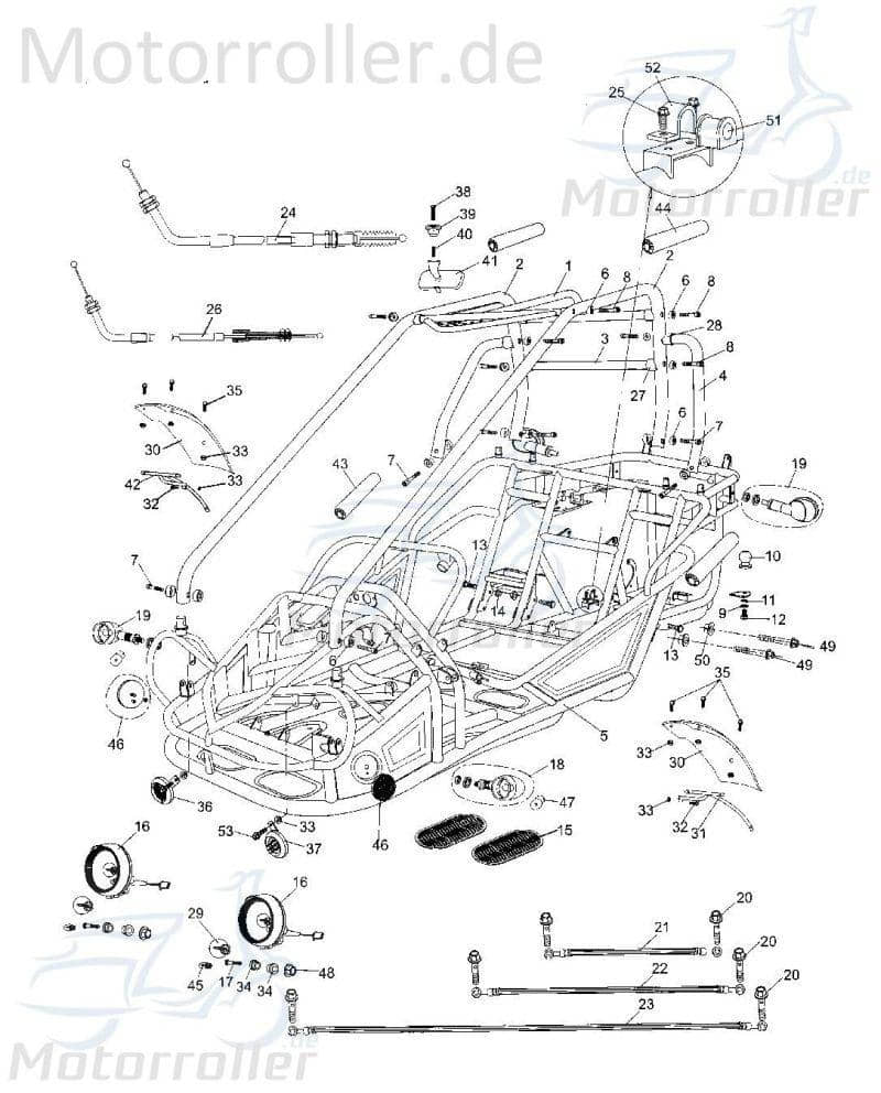 Bremsschlauch hinten Tongjian Strassenbuggy 250 6.000.230 Motorroller.de Bremsleitung Eppella ECM TBM Twister Hammerhead Wangye Kasea Buggy