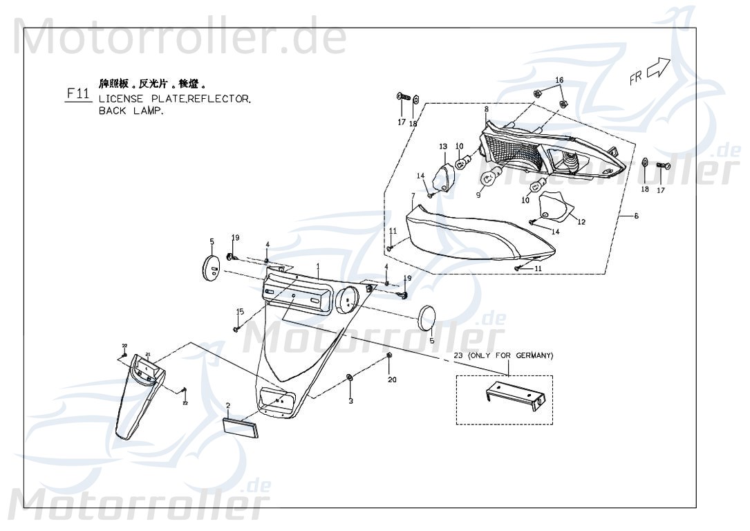 PGO Rücklicht G-Max 50 125 150 Rückleuchte M26660000001 Motorroller.de Rückstrahler Rückleuchteneinheit Heckleuchte Hecklicht Scooter
