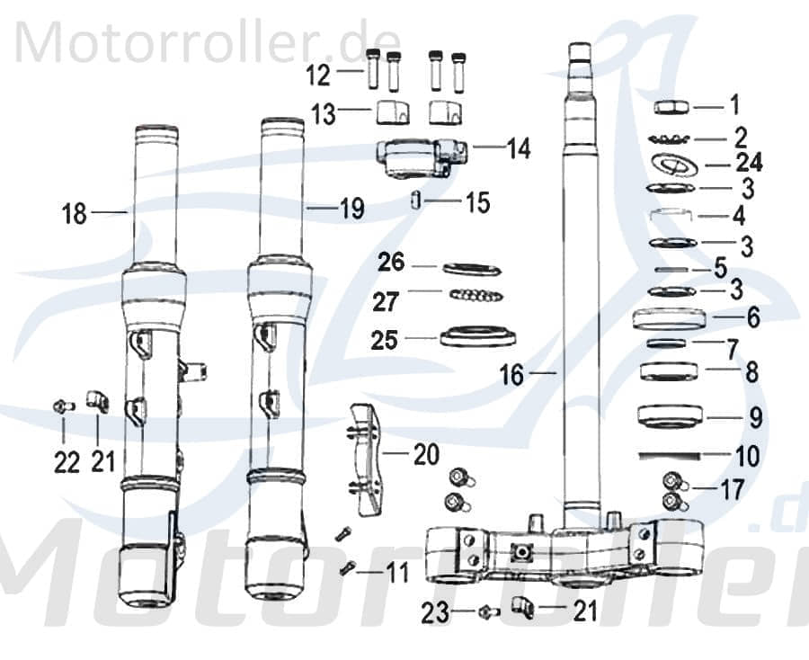 Kreidler INSIGNIO 125 DD Lenkeraufnahme 125ccm 4Takt 43014N120000 Motorroller.de links rechts oben Lenkerführung 125ccm-4Takt Insignio 250 DD Mokick