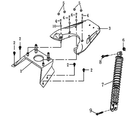 Stoßdämpfer hinten Länge=280mm YYB950QT-2-18001-S