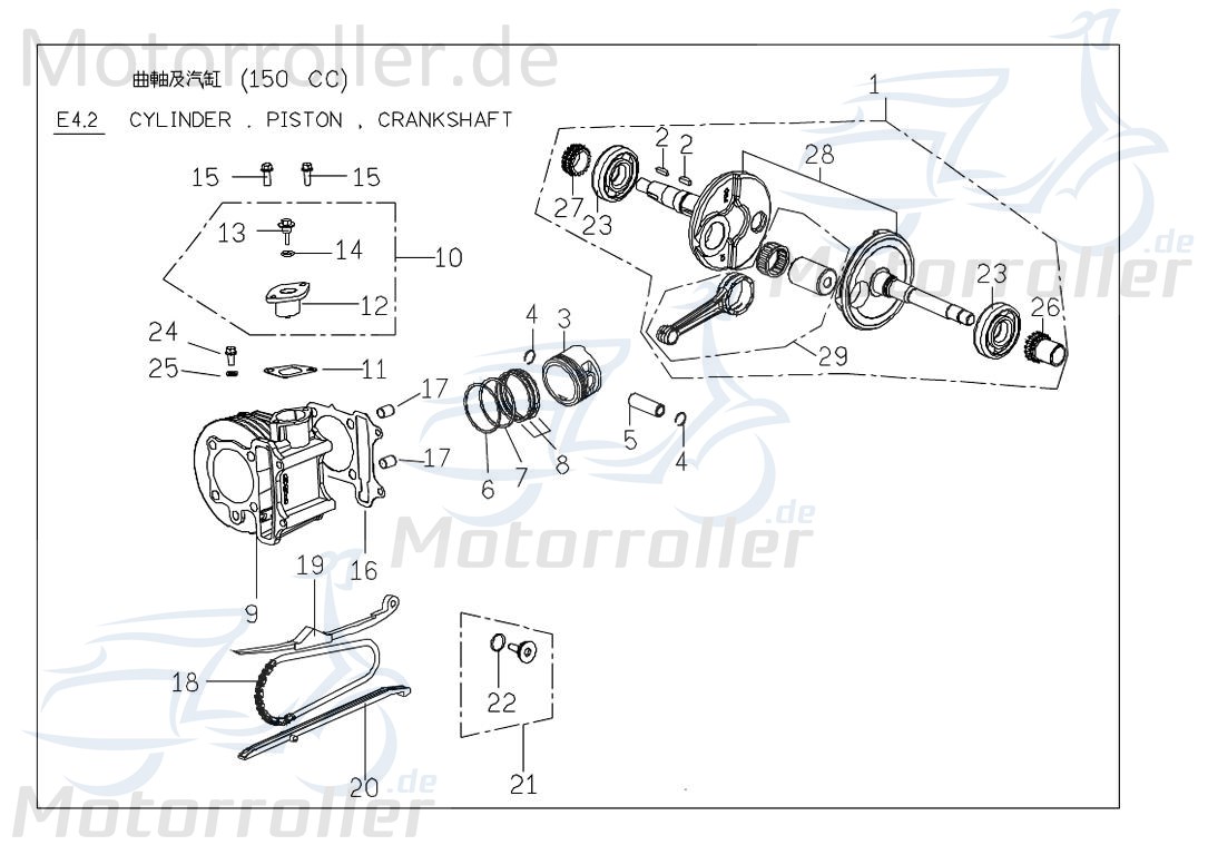 PGO Kolbenring 125ccm-4Takt G-Max Kompressionsring Roller C5067310000 Motorroller.de Kolben-Ring Verdichtungsring Kompressions-Ring Verdichtungs-Ring