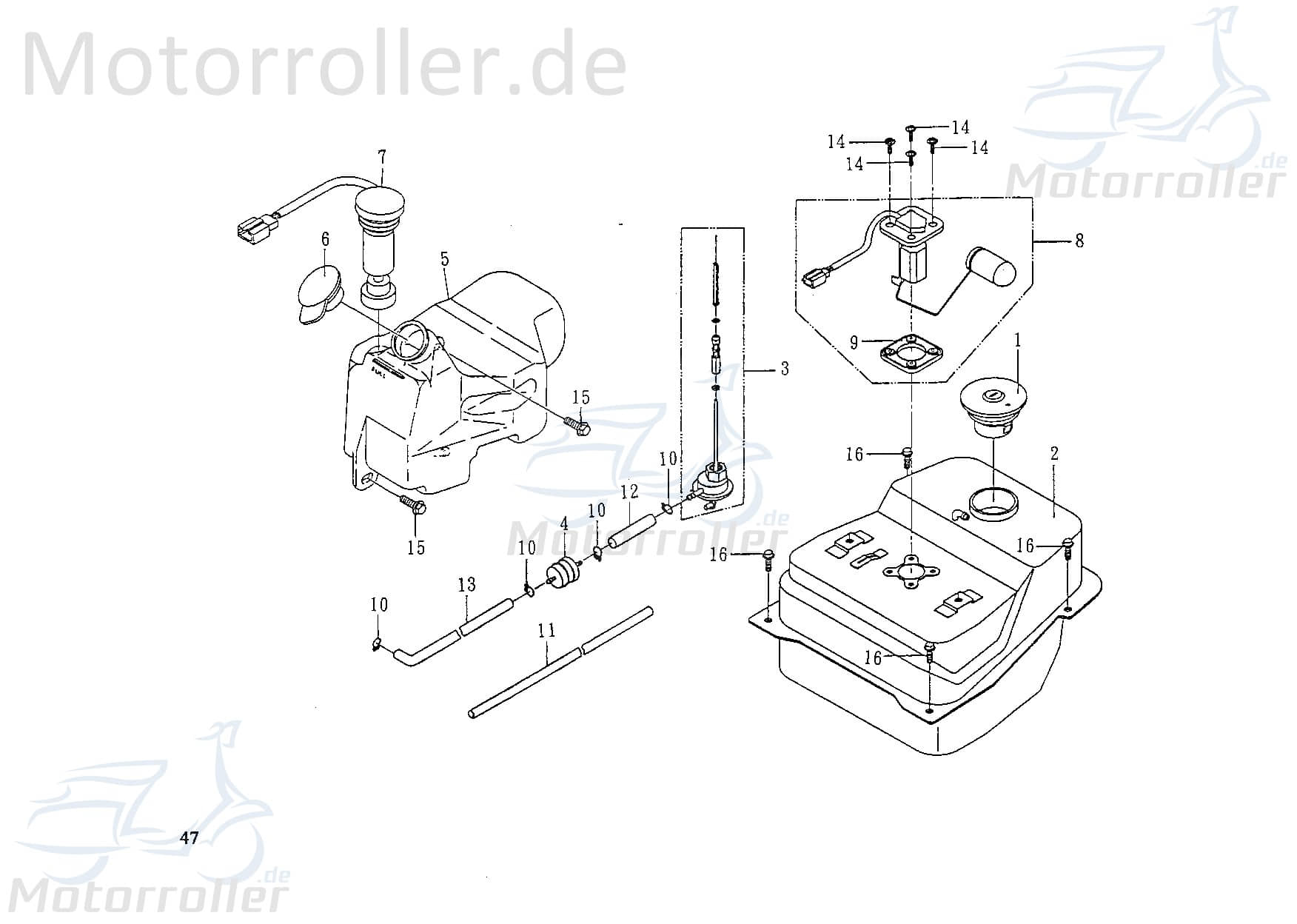 Ölstandgeber 12V 50ccm 2Takt Rex Ölsensor 2-50-40-051-000 Motorroller.de Ölstandsanzeige Ölstandsgeber Öltankgeber Anzeigeeinheit 1E40QMB Scooter