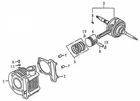 Rex Speedy 125 Zylinder-Set 125ccm 4Takt Zylinder Motorroller.de Zylinderkit 152QMI YY125QT-28 125cc 4T GY6 Zylinderset Zylinder-Kit