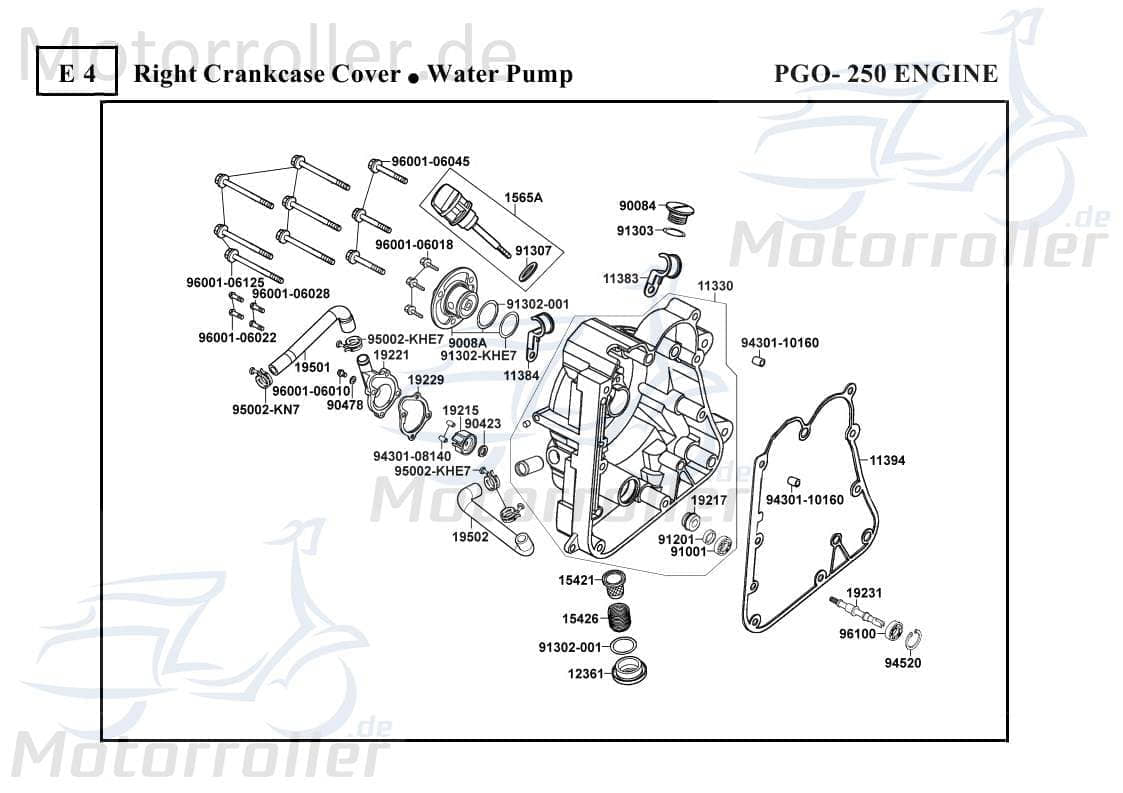 PGO Bugrider 250 Dichtung Wasserpumpe Buggy Abdichtung 250ccm 4Takt 19229-KHE7-900.0 Motorroller.de Wasserpumpedichtung Ersatzteil Service Inpektion