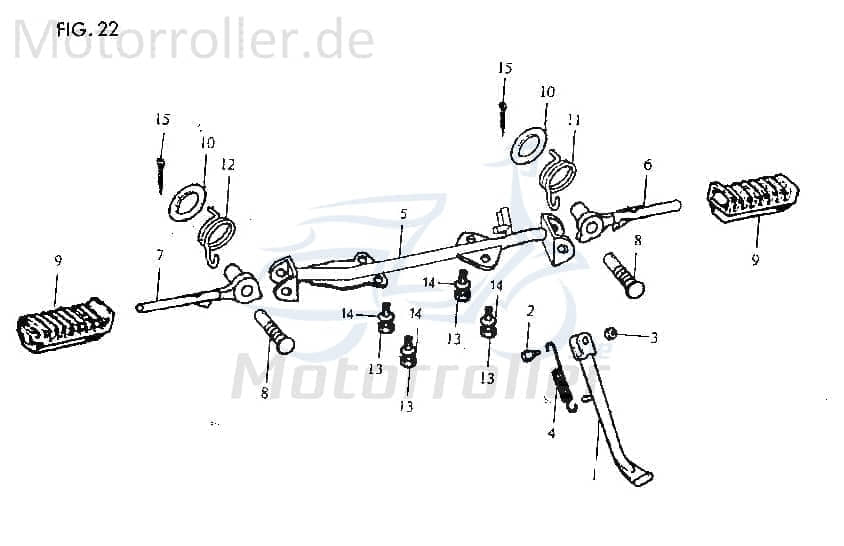 Jincheng JC 50 Monkey Repl. Fußrastenquerträger 50ccm 4Takt 43510-A0300 Motorroller.de Scooter Ersatzteil Service Inpektion Direktimport