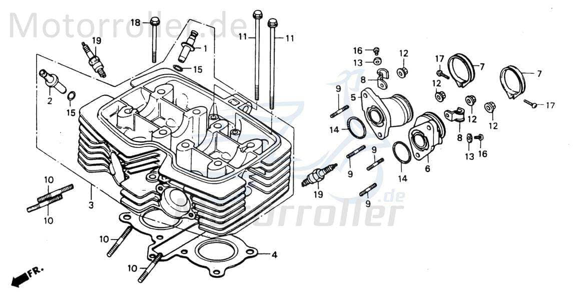 Chunlan Chopper Zylinderkopf 125ccm 4Takt ABB-P02-NO.-03 Motorroller.de Zylinder-Kopf Zylinder-Deckel Zylinderdeckel Zylinder-Head Zylinder-Heads