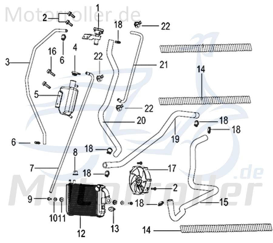 Schlauch Kühlwasserüberlauf 125ccm 4Takt Jonway Roller 750184 Motorroller.de Gummischlauch Leitung Zuleitung Plastikschlauch Ableitung 125ccm-4Takt