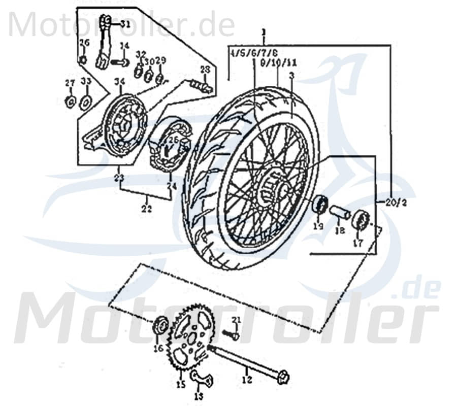 Buchse Distanzhülse Lagerbuchse Distanz-Hülse FIG.C31-16 Motorroller.de Distanzbuchse Passhülse Passbuchse Abstandshülse Abstandsbuchse 125ccm-4Takt
