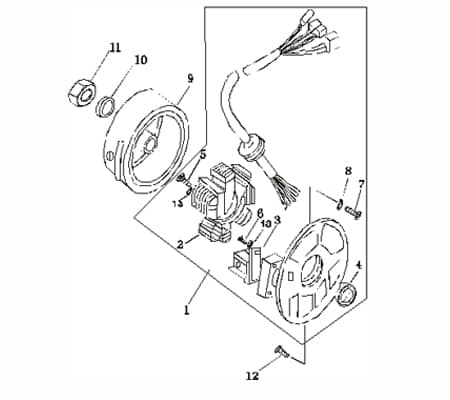 Polrad rechter Kurbelwellenstumpf 14mm AGM Roller 50ccm 2Takt Motorroller.de Polradglocke Schwungscheibe Schwungrad Statorscheibe Schwung-Scheibe