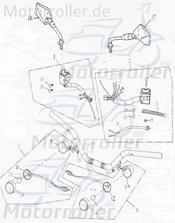 Adly Panther 50 Lenkerarmatur 50ccm 2Takt 35200-159-000 Motorroller.de Schaltergehäuse Kombischalter Schaltereinheit Schalterelement Scooter Service