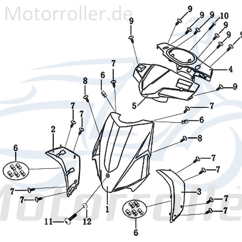 Kreidler Galactica 2.0 50 DD Seitenverkleidung vorne rechts blau 706847 Motorroller.de Seitendeckel Seitenabdeckung Frontverkleidung Frontabdeckung