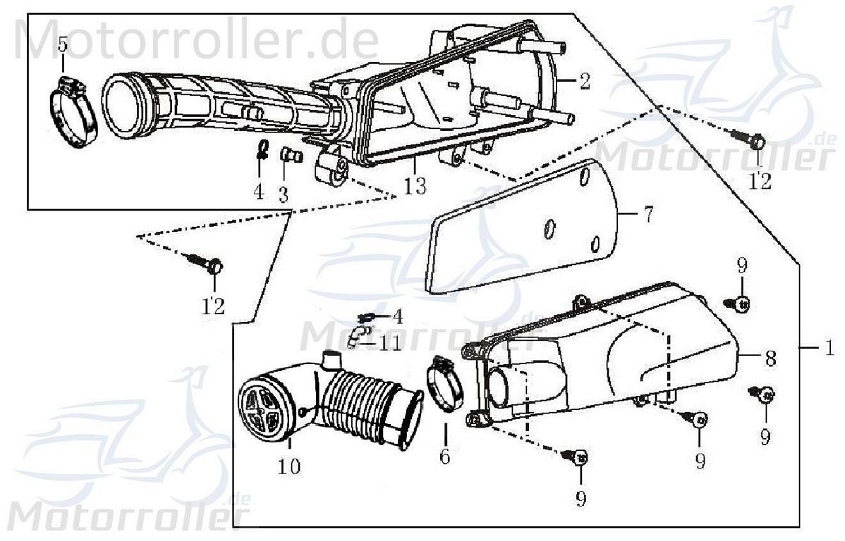 ATU City Star Luftfilterkasten 50ccm 4Takt Luft-Filter Motorroller.de Luftfiltergehäuse Explorer 50cc 4T Luftfiltermatte Luftfilter-Kasten
