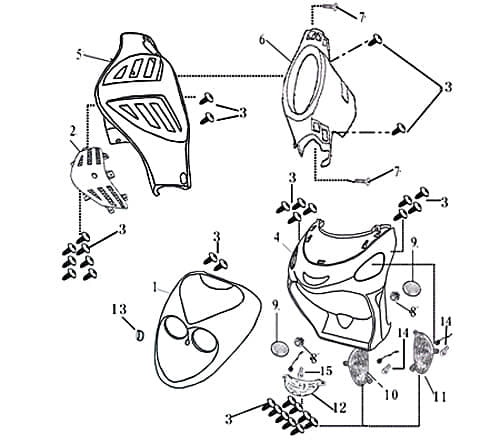 AGM GMX 550 Lenkerverkleidung 50ccm 4Takt YY50QT005005-B Motorroller.de Frontverkleidung Frontschürze Frontmaske Lenkerabdeckung Front-Cover 139QMB