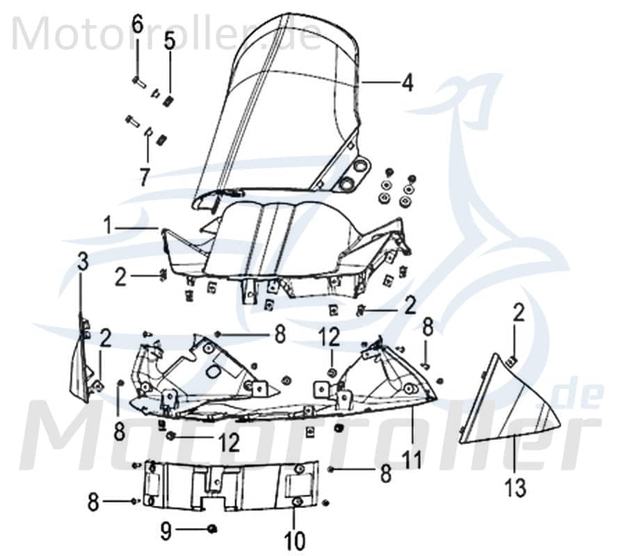 Kreidler Insignio 125 2.0 Frontscheibe 125ccm 4Takt 65503N120010 Motorroller.de Windschild 125ccm-4Takt Scooter Qingqi Ersatzteil Service Inpektion