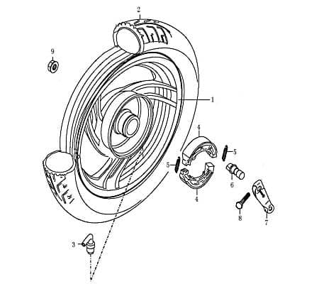 Felge 2.15x10Zoll 6-Speichen Trommelbremse 701904