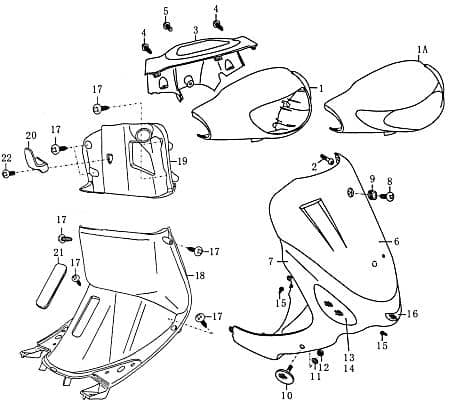 Lenker-Verkleidung Rex Scooter 50