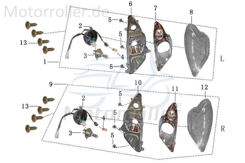 Jonway Imola 125 Race/Urban Scheinwerferbirne 125ccm 4Takt 2150301-4 Motorroller.de 12V 35/35W Sockel BA20d Leuchte Glühbirne Leuchtmittel 152QMI