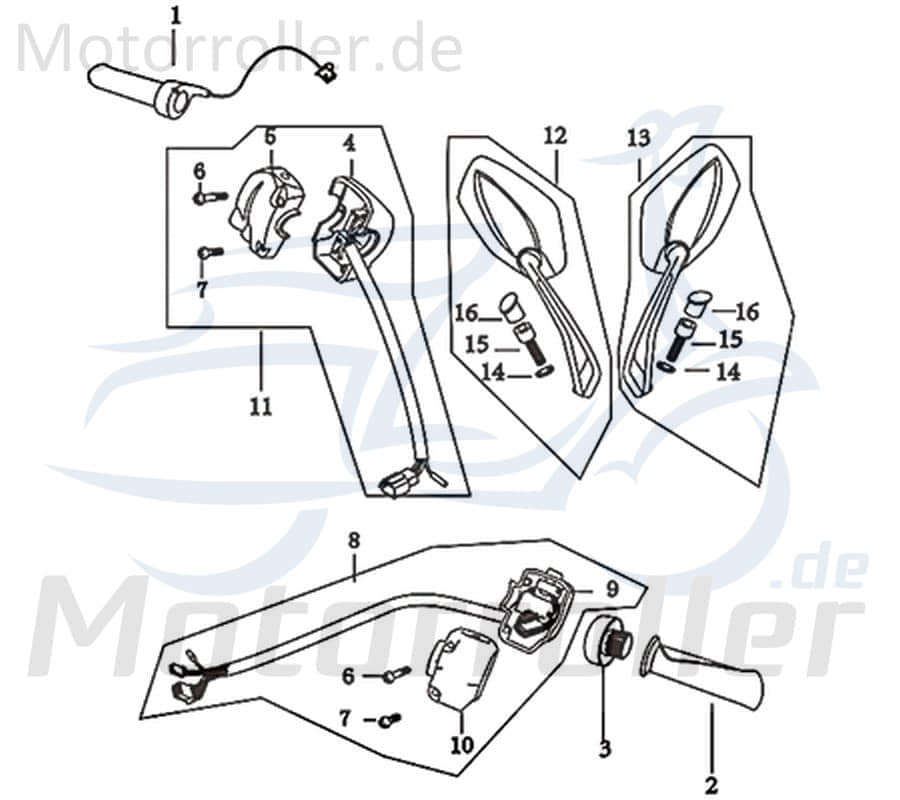 Schaltereinheit links Schaltergehäuse Kombischalter 733569 Motorroller.de Lenkerarmatur Kombi-Schalter Schalter-Einheit Lenker-Armatur Scooter Moped