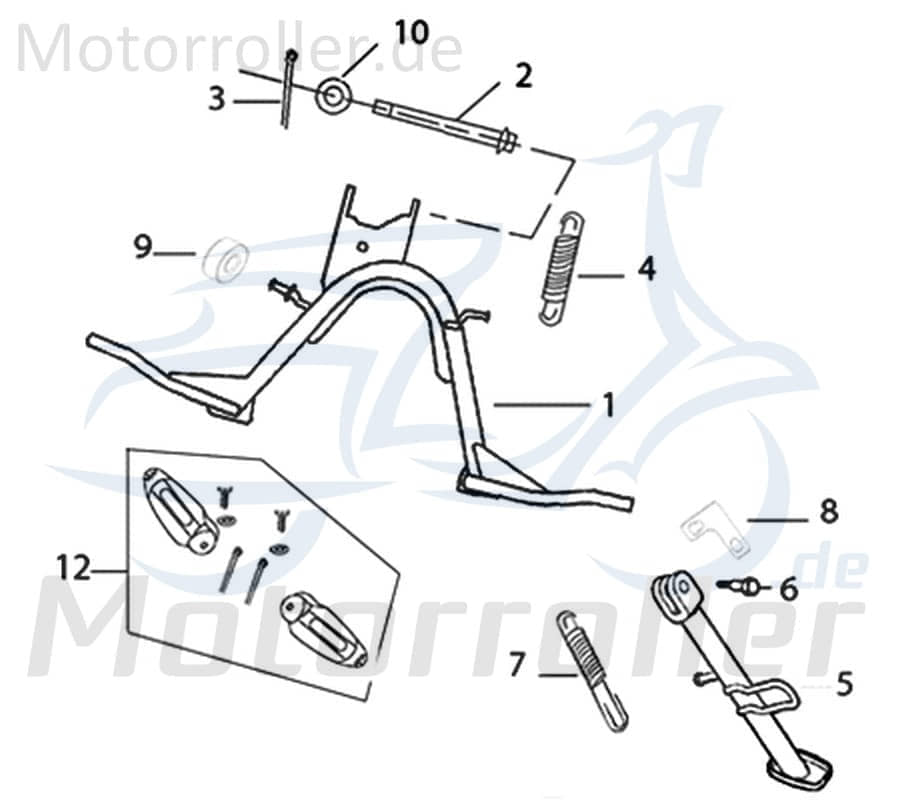Kreidler Galactica 3.0 50 LC Federsatz Hauptständer 50ccm 2Takt 741580 Motorroller.de Federset Federkit Hauptständerfeder Scooter Ersatzteil Service