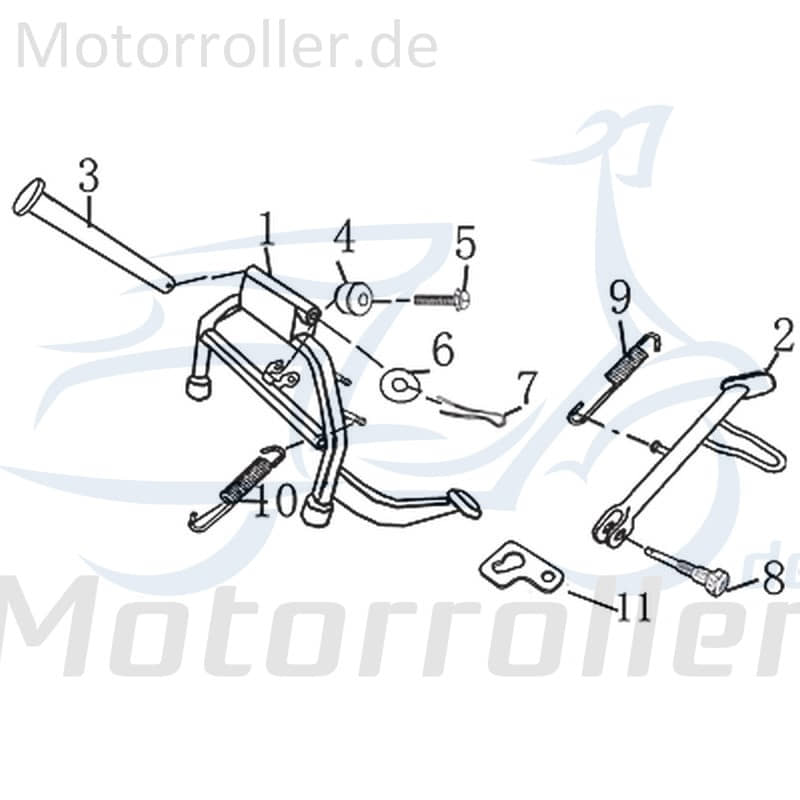 Kreidler Martinique 125 DD Hauptständer 702605 Motorroller.de Zweibeinständer Rollerständer Mittelständer Standfuss Scooter Original Ersatzteil