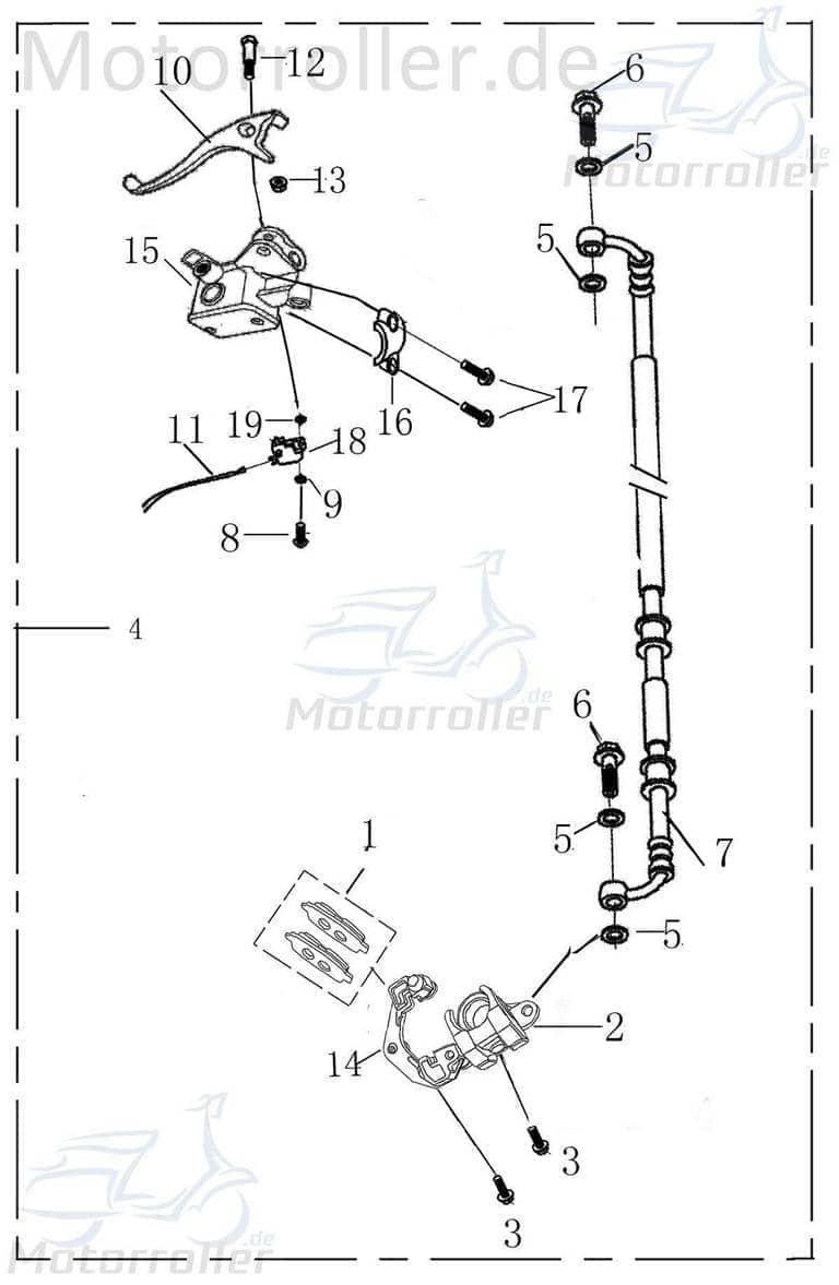 Bremssattel silber vorn links 4Takt YY50QT010010-1-SI