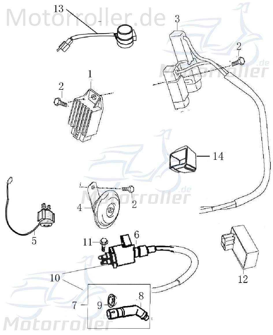AGM JSD50QT-13 Zündzentrale 50ccm 4Takt CDI Roller Motorroller.de Steuergerät Jonway 139QMB 50cc 4T 139QMA Zündbox CDI-Einheit Blackbox