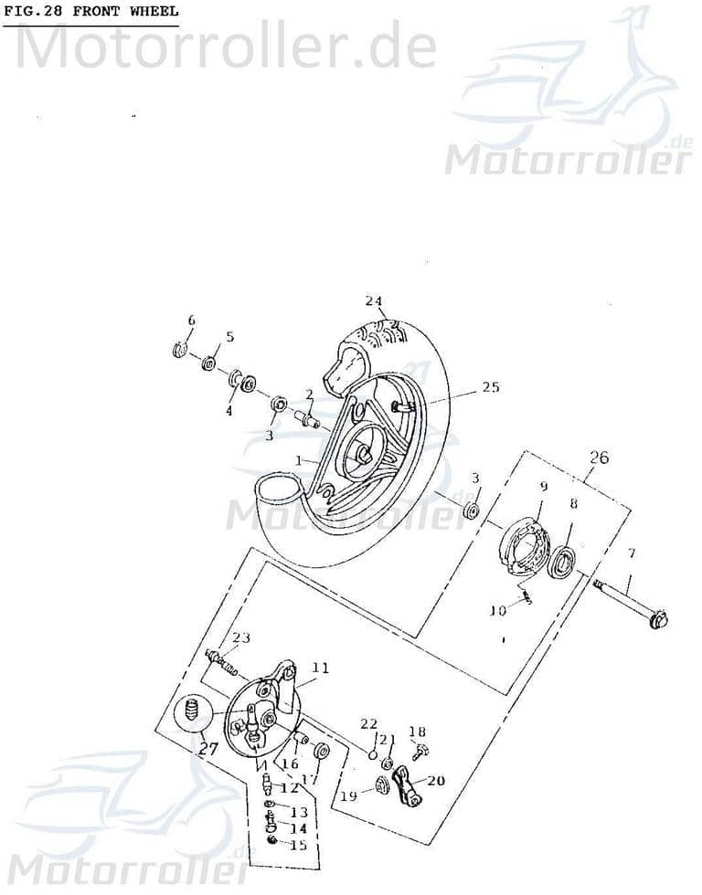 Adly Motorsteckachse 25x240mm RT 50 Road Trace 50ccm 2Takt Motorroller.de Motorhalteachse Motorbefestigungshalter Minarelli liegend Motorrad Moped