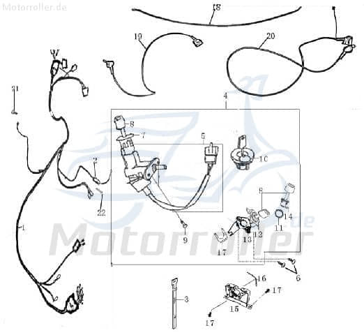 AGM Fighter 50 One Schlosssatz 50/125ccm 2Takt/4Takt 78310505 Motorroller.de Tankverschluss Tank-Verschluss Tank-Deckel Schloss-Set Zünd-Schloss