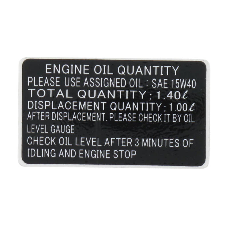 PGO Bugrider 200 Aufkleber Motorölnotiz Sticker Dekor Buggy 200ccm 4Takt C76031300001 Motorroller.de Dekor-Aufkleber Klebeetikett Ersatzteil Service