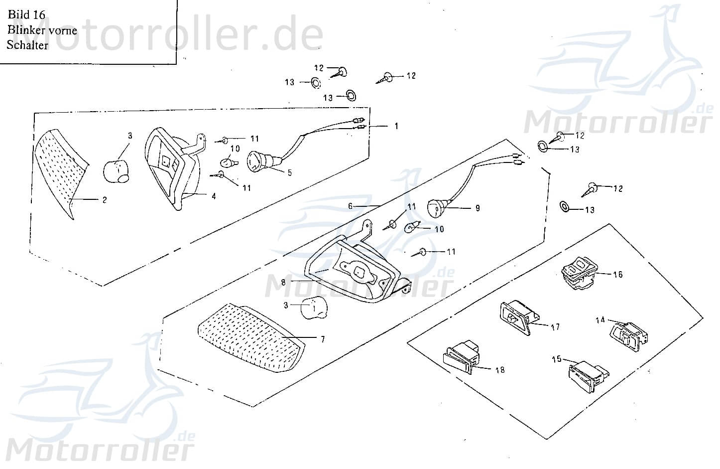 Aprilia Amico Lichtschalter Hupe 50ccm 4Takt 7.803.902-1 Motorroller.de Knopf Ausschalter Einschalter Scheinwerferschalter Licht-Schalter 139QMB