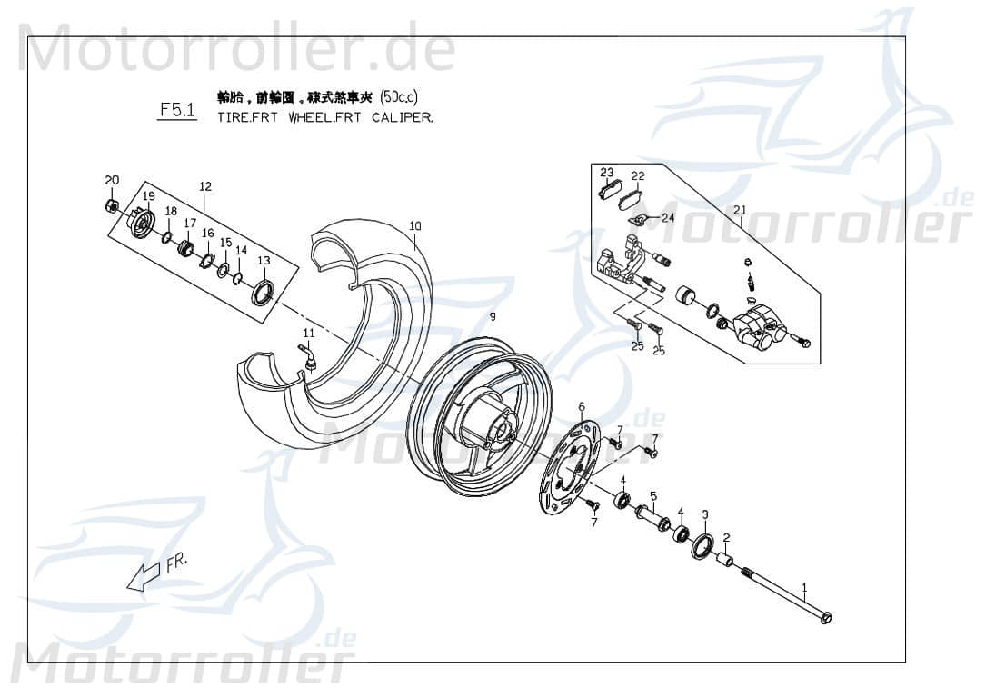 PGO Kotflügel vorn schwarz TR3 50 Spritzschutz Schutzblech C16320026902 Motorroller.de Schutz-Blech Radabdeckung Innenkotflügel Radlauf Rad-Abdeckung