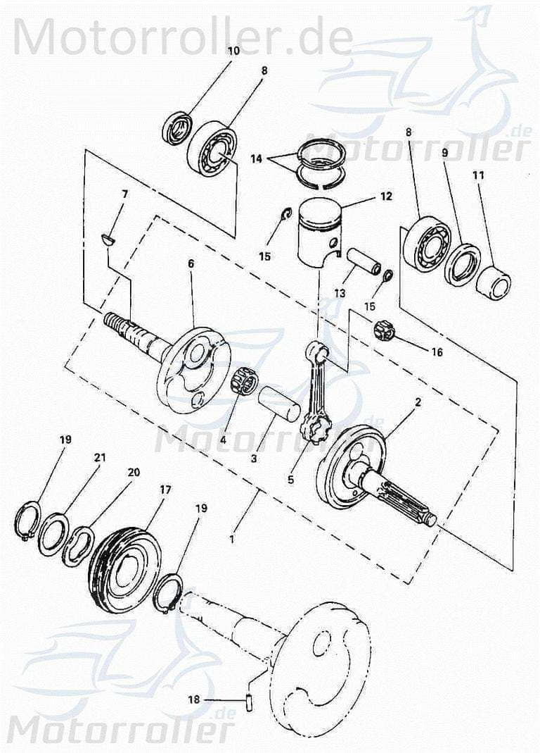 Kolben D:40mm Bolzen 10mm Ringnut 1.14mm ABR-13100-116-000 Motorroller.de Piston Motorkolben Minarelli liegend Quad ATV Aeon Cobra 50 Minikolt 50 UTV