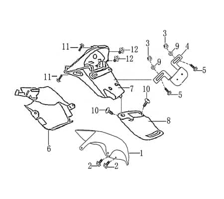 Radabdeckung unten hinten Motorrad Kotflügel Rex 701162