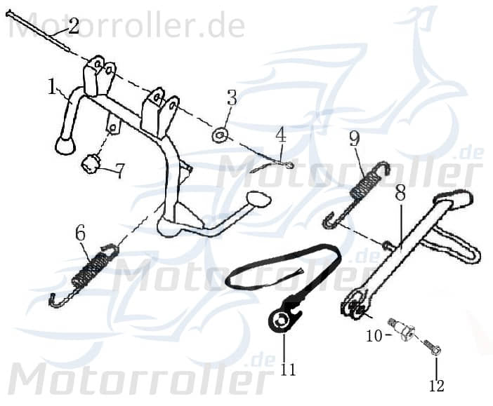 Rex RS400 Seitenständer Roller-Ständer Rollerständer Motorroller.de Seiten-Ständer 50ccm 4Takt 139QMB JSD50QT-13 50cc 4T 139QMA