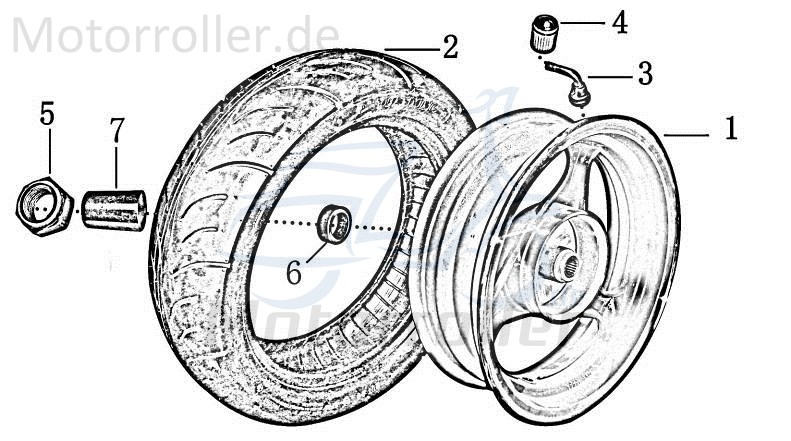 Felge rot hi 13x3.5 Hinterrad Alufelge Jonway 1020403-3