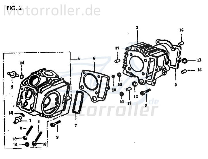 Jincheng JC 50 Monkey Repl. Stehbolzen 50ccm 2Takt 01421-06168 Motorroller.de Auspuffkrümmer M6x32mm Gewindestange Gewinde-Stange Gewindebolzen