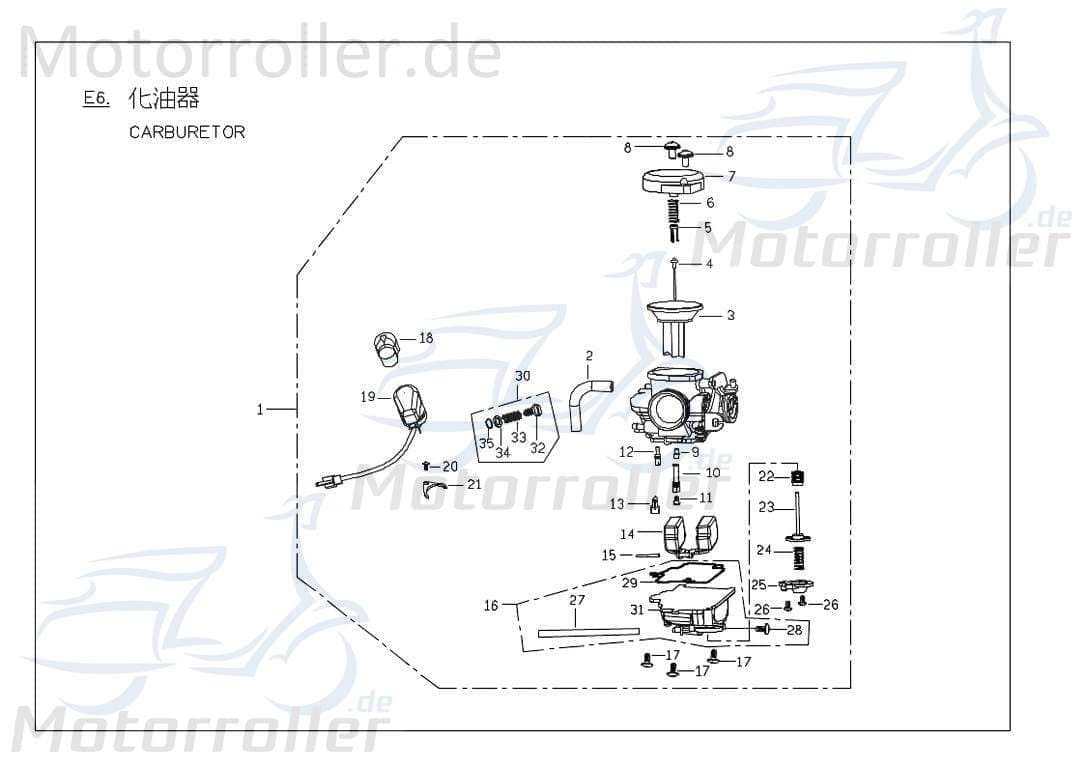 PGO Vergaserdüse 125ccm 4Takt G-Max 50 Hauptdüse 50ccm 2Takt Motorroller.de Nadeldüse Dosierdüse Einstelldüse Haupt-Düse Nadel-Düse PGO 125ccm-4Takt