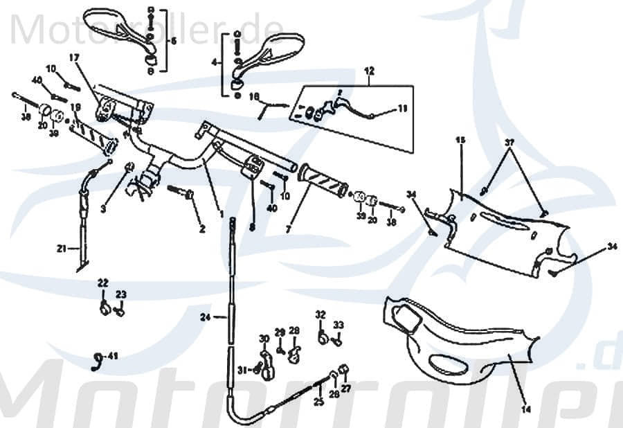 Klammer Lenker Rex RS700 Klemme Schelle Roller 50ccm 4Takt Motorroller.de Clip Klemmschelle Befestigungsschelle Halteklammer Schraubschelle Halteclip