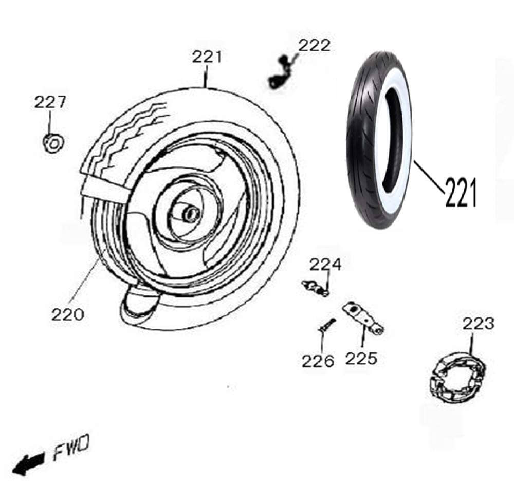 AGM GMX 460 Sport Alufelge hinten 50ccm 4Takt 42600-XGW-9000 Motorroller.de 10x2.15 Zoll vorne Rad Alu-Rad Radkranz Radfelge Scooter Ersatzteil Service