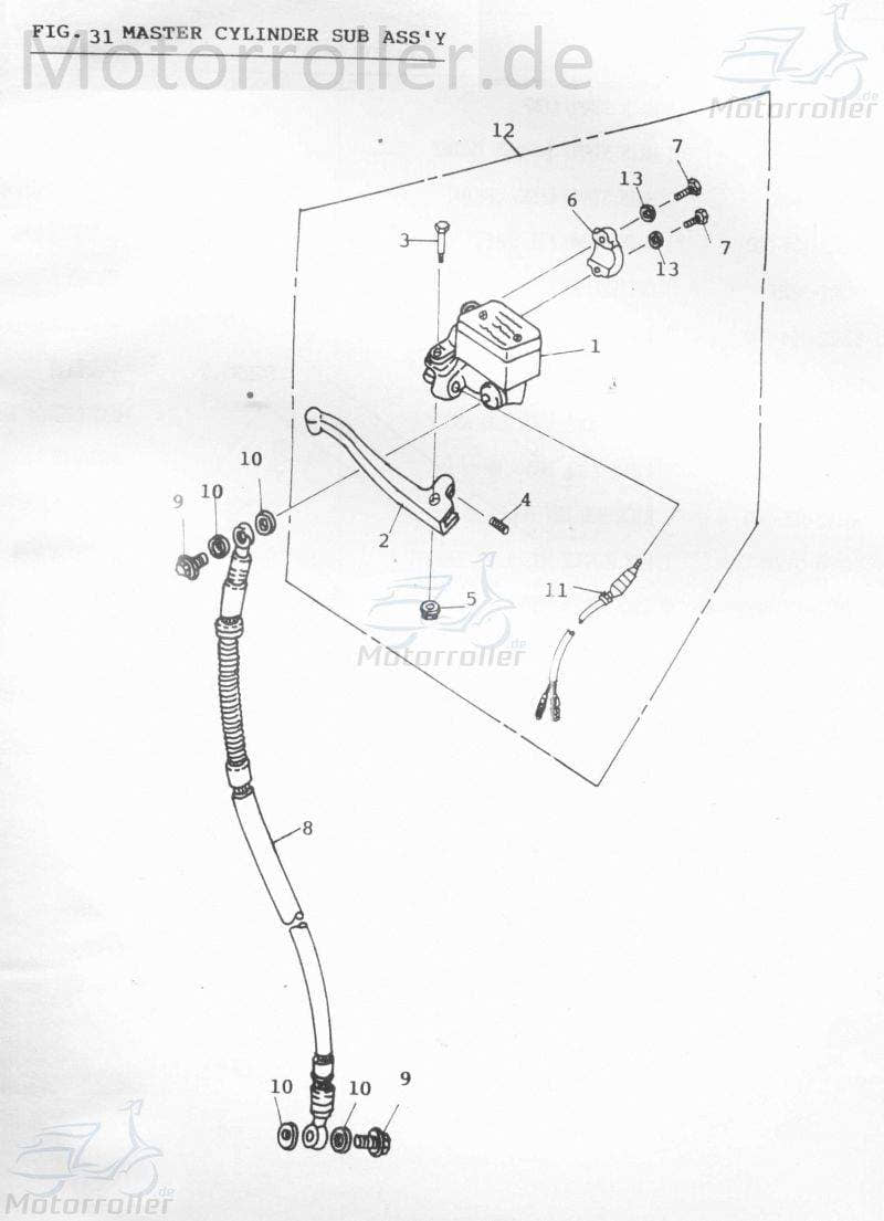 Schraube M8x1-25x45mm verzinkt Baotian Scooter GB-T70-M8X45 Motorroller.de Bundschraube Maschinenschraube Flanschschraube Flansch-Schraube 1E40QMB