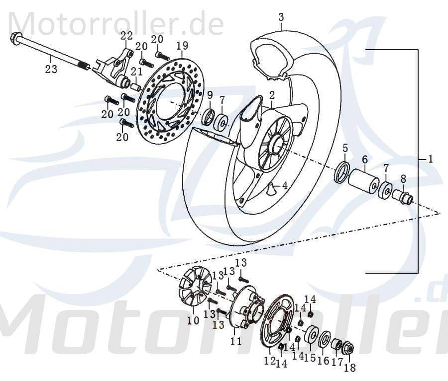 Kreidler STREET 125 DD Reifenventil 125ccm 4Takt 91470 Motorroller.de Luftventil Reifen-Ventil Felgen-Ventil Felgenventil 125ccm-4Takt Scooter Qingqi