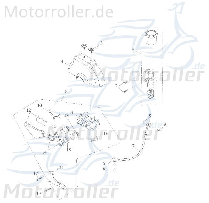 Adly Bremsschlauch GK 125 Bremsleitung Buggy 125ccm 4Takt Motorroller.de Hydraulikschlauch Hydraulik-Schlauch Hochdruckleitung Hydraulikleitung