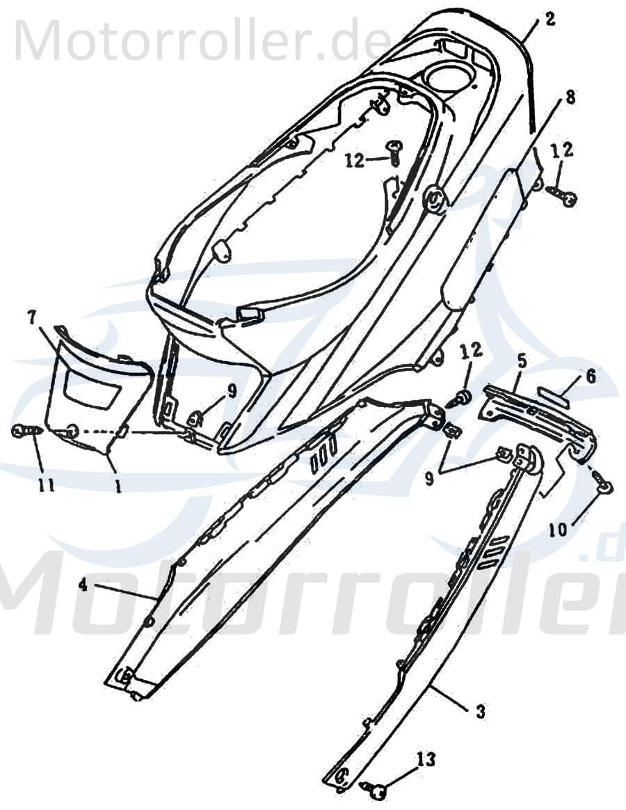 SMC Scooter Deckel Sitzbankverkleidung 50ccm 2Takt 51121-NAF-0007 Motorroller.de Serviceklappe Service-Klappe Reparaturklappe Reparatur-Klappe Rexy 50