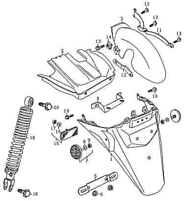 Rex Capriolo 50 4T Kennzeichenhalter 50ccm 4Takt FIG.28-1 Motorroller.de Nummernschildhalter Kennzeichen-Halter Kennzeichenhalterung Kennzeichenträger