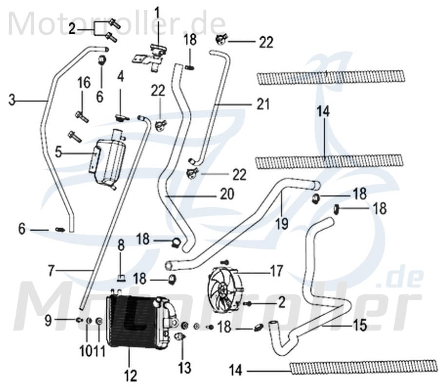 Schlauch Kühlwasserausgleich 125ccm 4Takt Jonway 750168 Motorroller.de Gummischlauch Leitung Zuleitung Plastikschlauch Ableitung 125ccm-4Takt Scooter