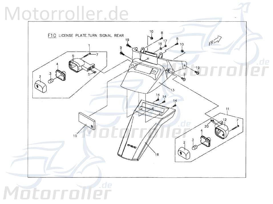 PGO Blinker E13 hinten rechts T-Rex 50 Blinklicht 50ccm 2Takt Motorroller.de orange, Gehäuse dunkelgrau Signalleuchte Blinkleuchte Blinkleuchten